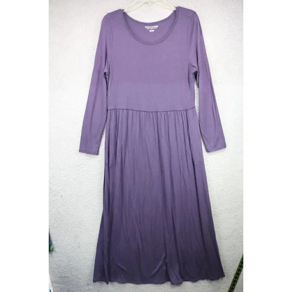 Soft Surroundings Long Sleeve Maxi Dress-Medium/Petite-Pockets-Purple - Picture 1 of 10